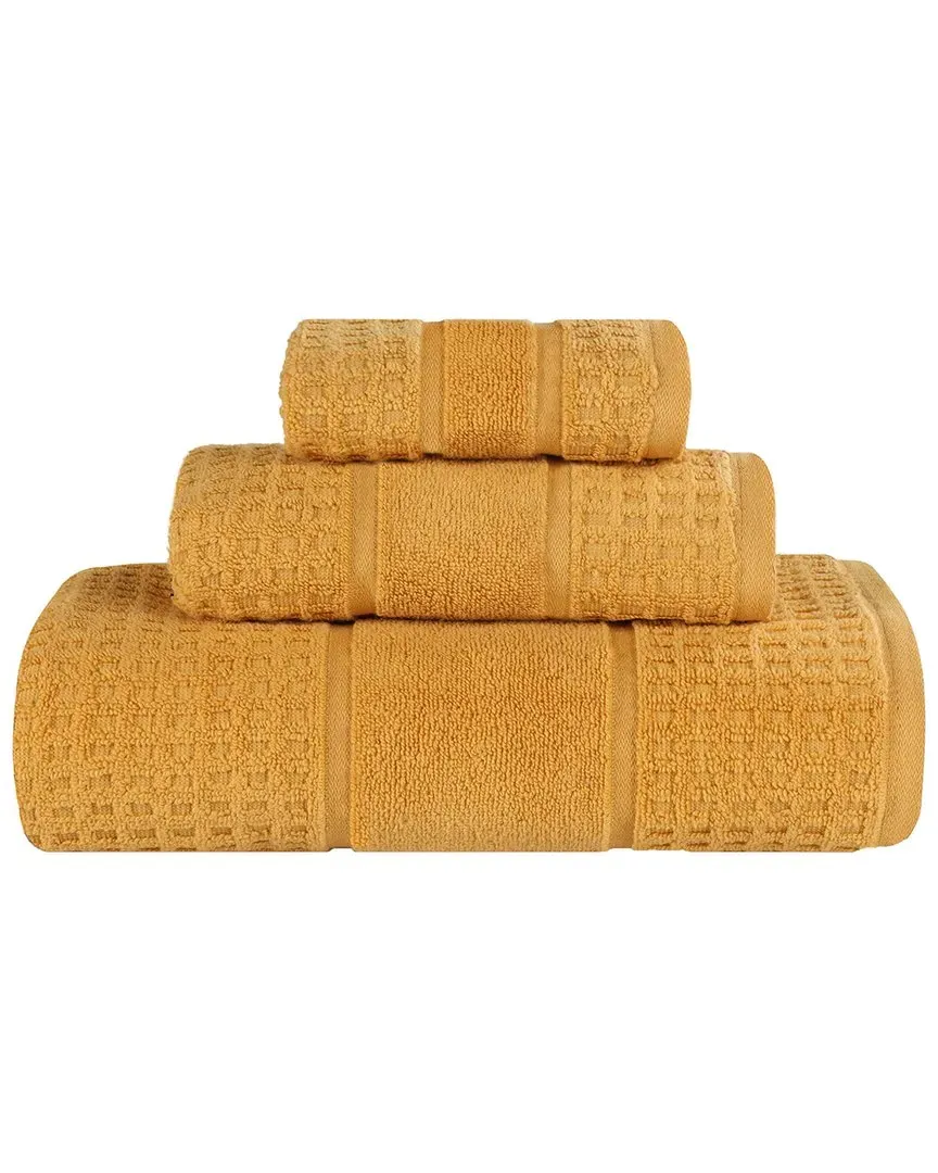 3-Piece Zero Twist Cotton Waffle Towel Set - Gold