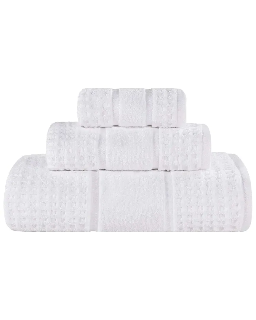 3-Piece Zero Twist Cotton Waffle Towel Set - White