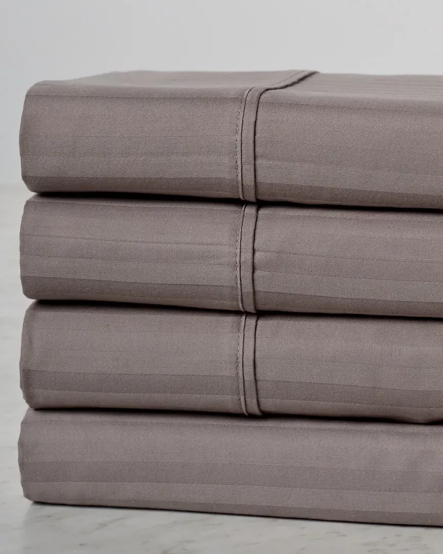 400 Thread Count Stripe Combed Cotton Sheet Set - Grey image