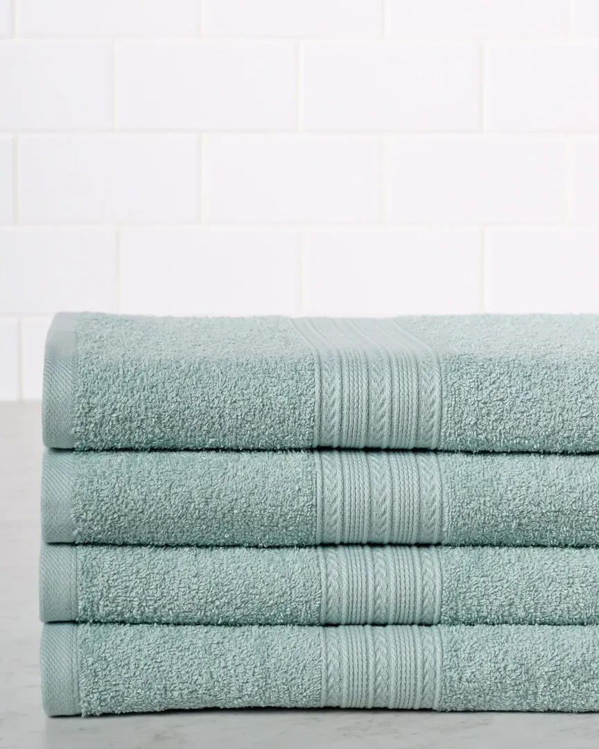 4pc Bath Cotton Towel Set - Aqua Marine image