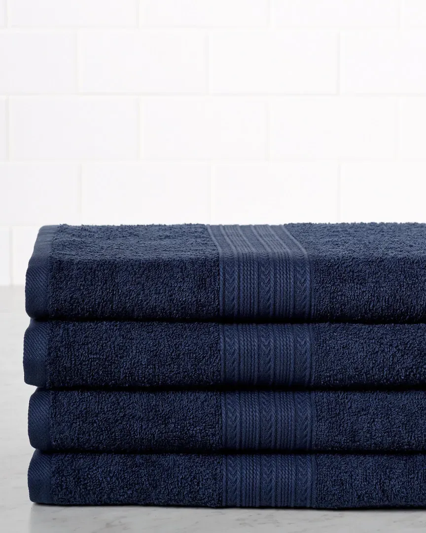 4pc Bath Cotton Towel Set - Navy Blue