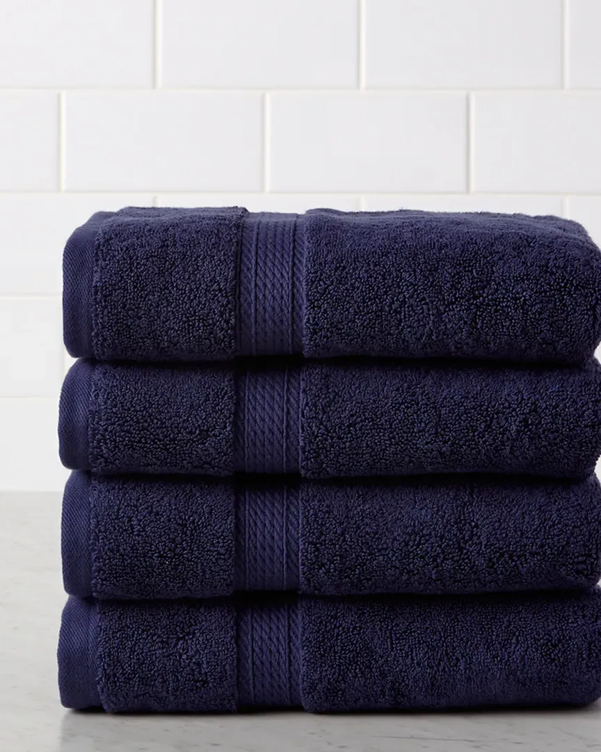 4pc Ultra Plush Hand Egyptian Cotton Towel Set - Navy Blue image