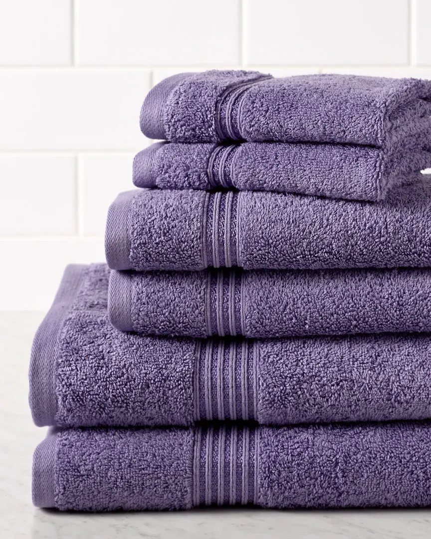 6-Piece Absorbent Bath Towel Set - Royal Purple, Egyptian Cotton