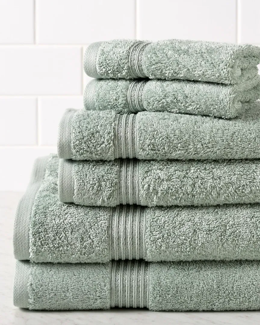6-Piece Absorbent Bath Towel Set - Sage, Egyptian Cotton