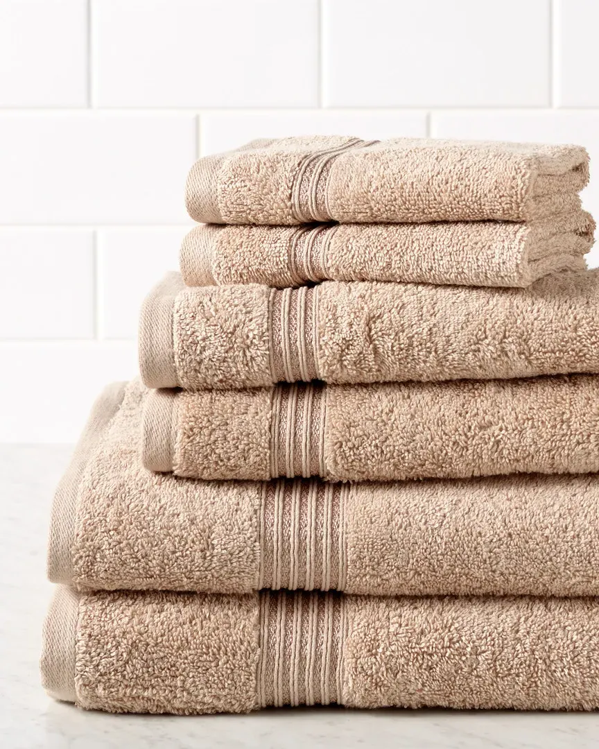 6-Piece Absorbent Bath Towel Set - Taupe, Egyptian Cotton