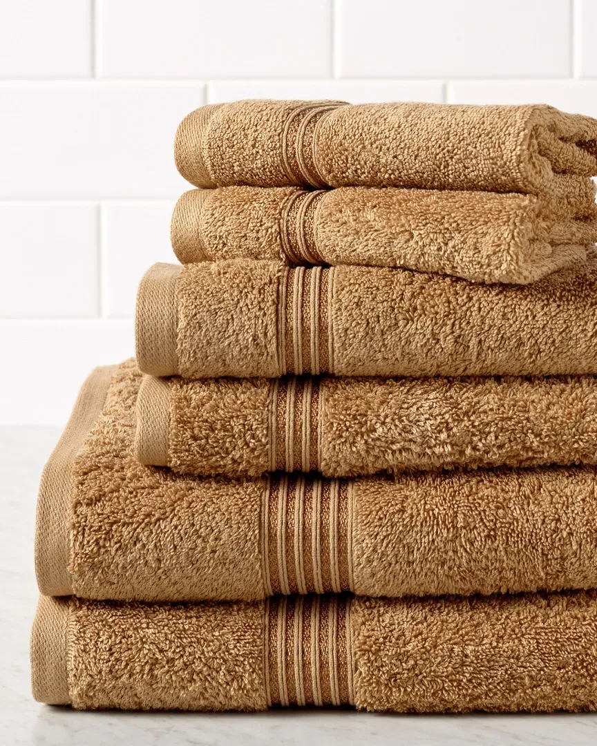 6-Piece Absorbent Towel Set - Toast, Egyptian Cotton