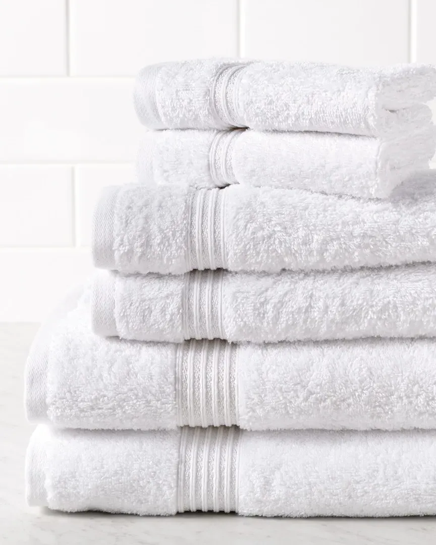 6-Piece Absorbent Towel Set - White, Egyptian Cotton