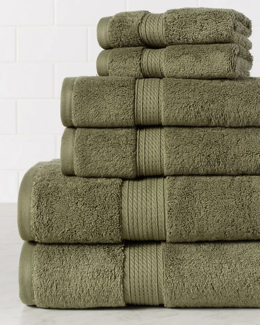 6-Piece Egyptian Cotton Towel Set - Forest Green