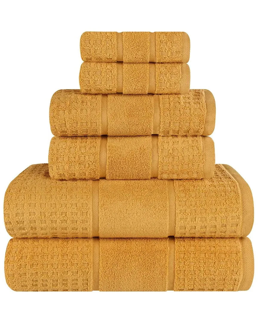 6-Piece Zero Twist Cotton Waffle Towel Set - Gold
