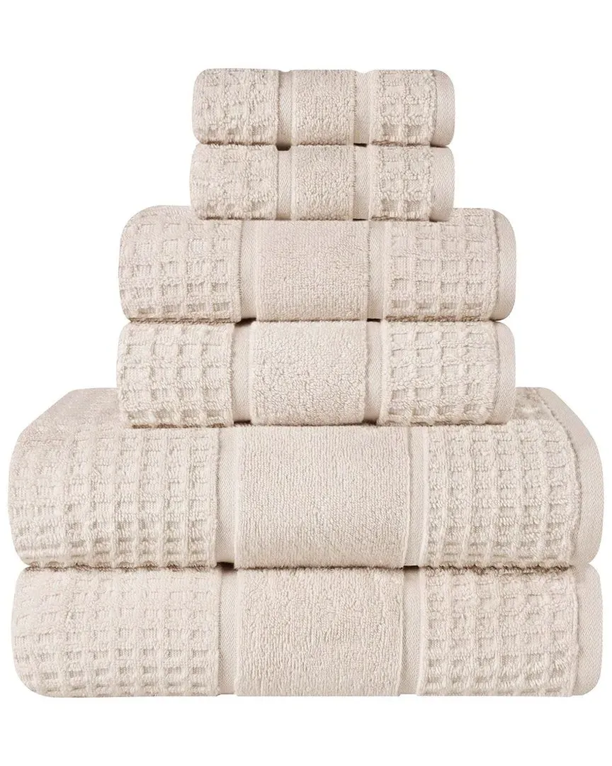 6-Piece Zero Twist Cotton Waffle Towel Set - Ivory