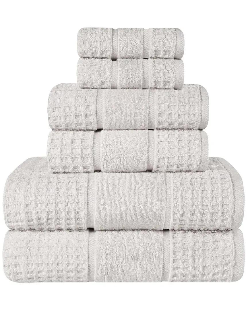 6-Piece Zero Twist Cotton Waffle Towel Set - Stone