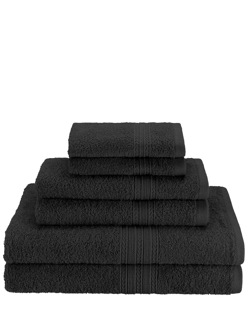 6pc Cotton Towel Set - Black image