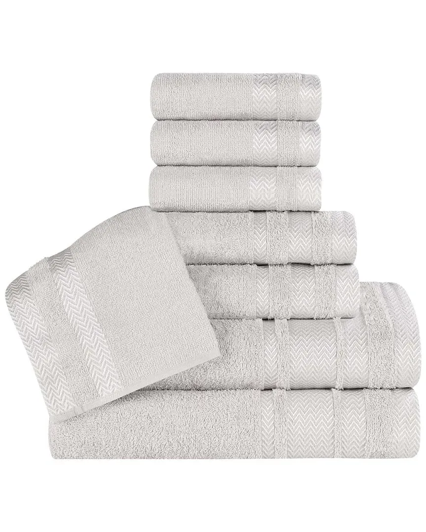 8-Piece Zero Twist Cotton Dobby Border Towel Set - Platinum