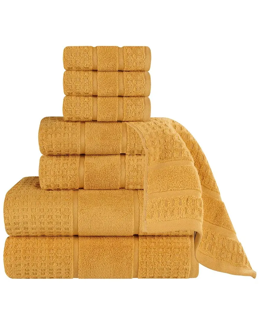 8-Piece Zero Twist Cotton Waffle Towel Set - Gold
