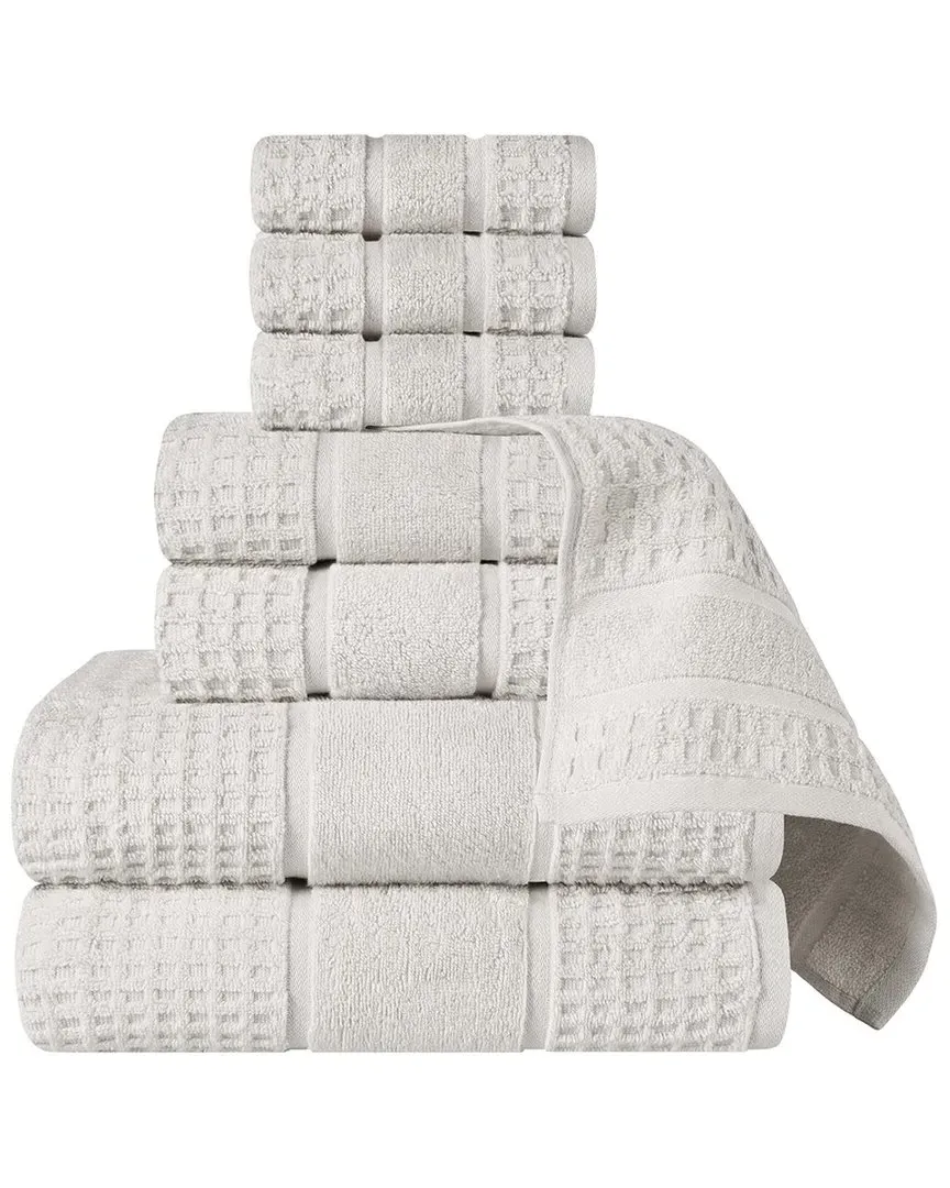 8-Piece Zero Twist Cotton Waffle Towel Set - Stone