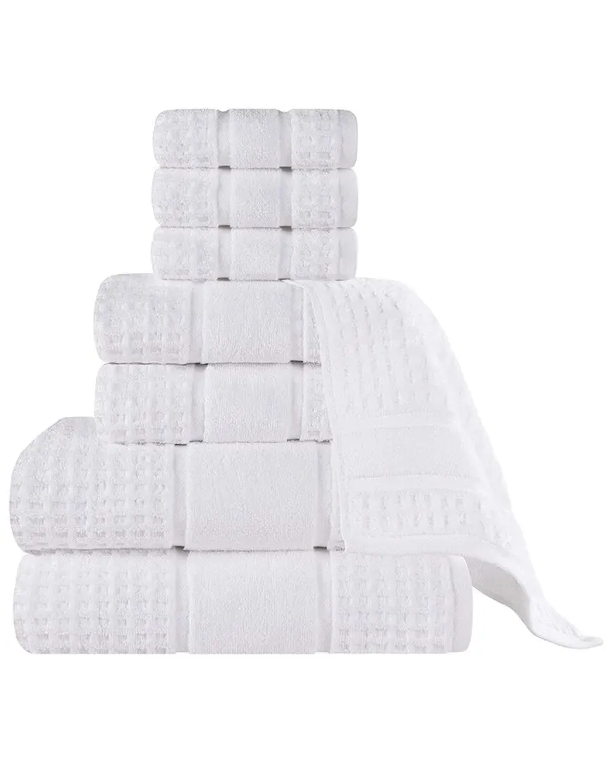 8-Piece Zero Twist Cotton Waffle Towel Set - White