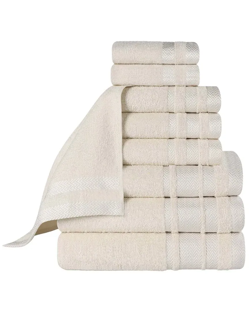 9-Piece Zero Twist Cotton Dobby Border Towel Set - Ivory