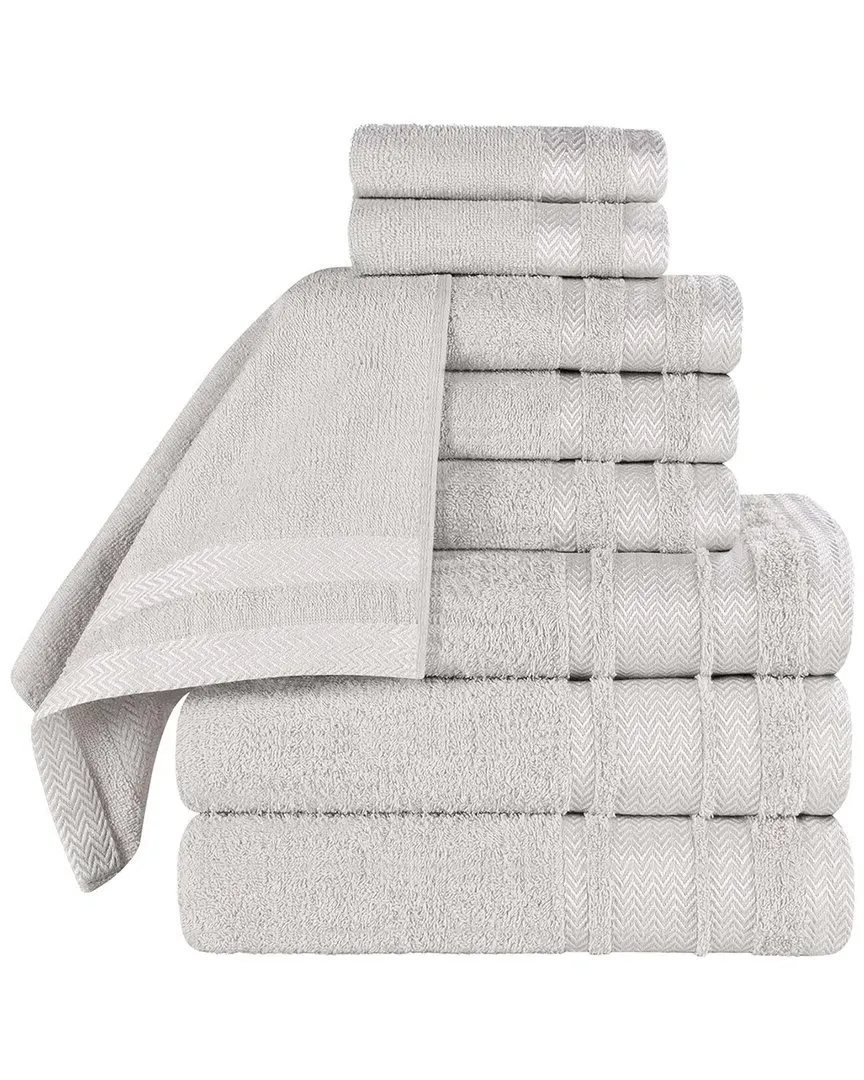 9-Piece Zero Twist Cotton Dobby Border Towel Set - Platinum