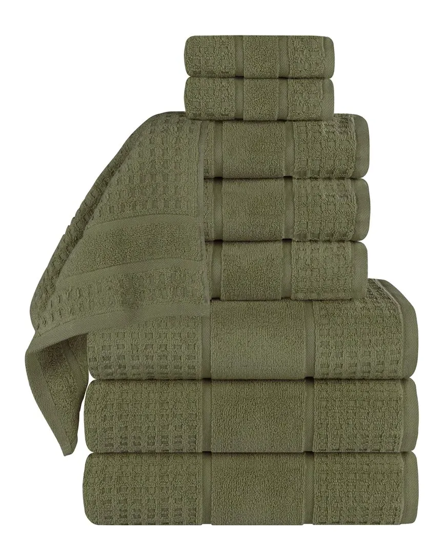 9-Piece Zero Twist Cotton Waffle Towel Set - Forest Green image
