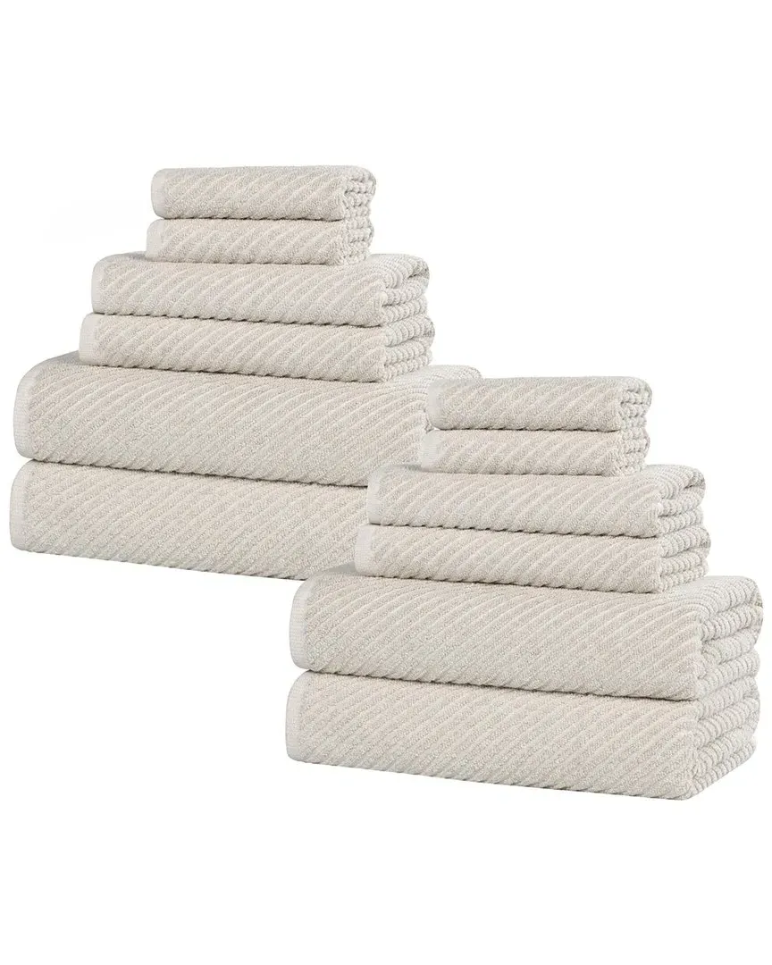 Amelia 12pc Towel Set - Beige, Cotton Viscose