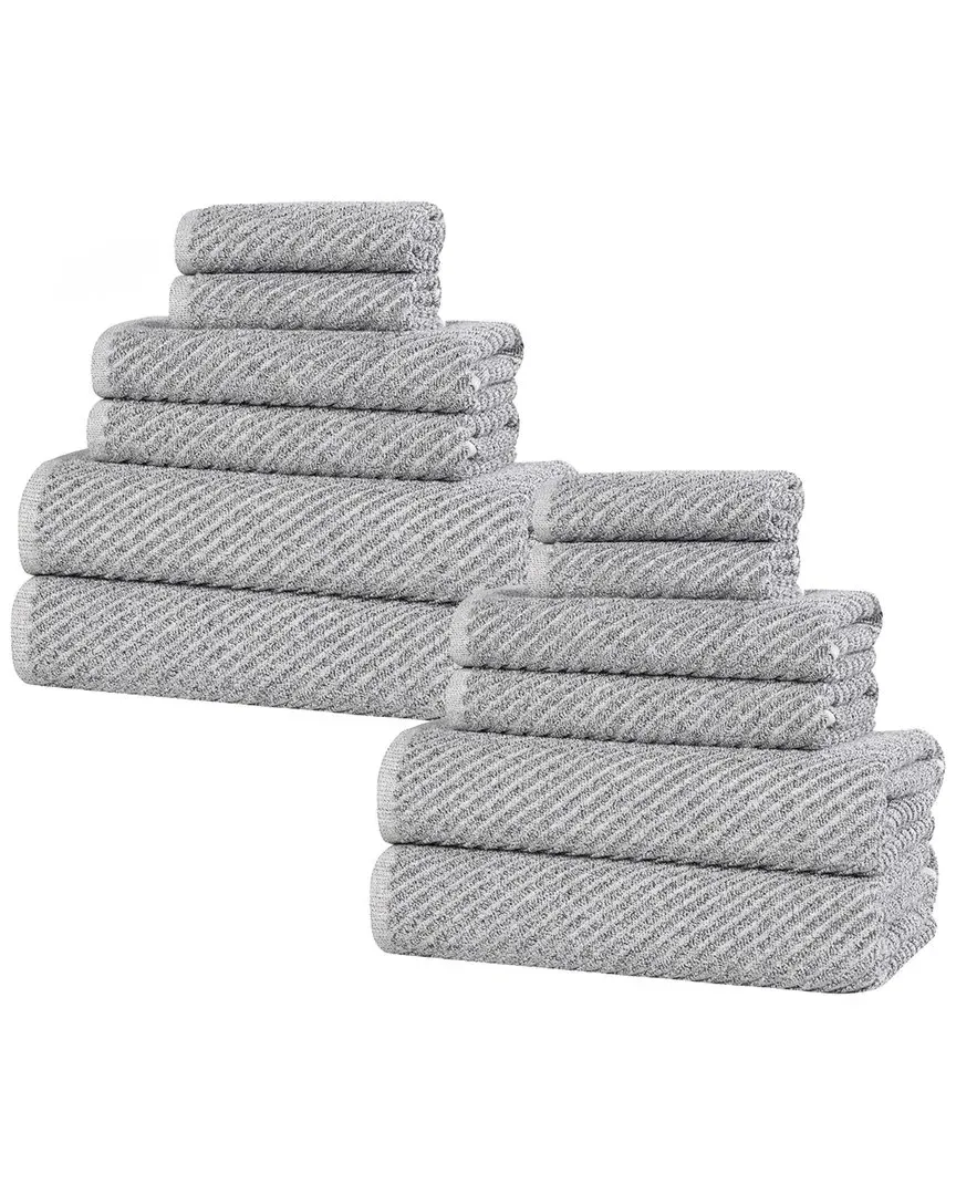 Amelia 12pc Towel Set - Charcoal, Cotton Viscose