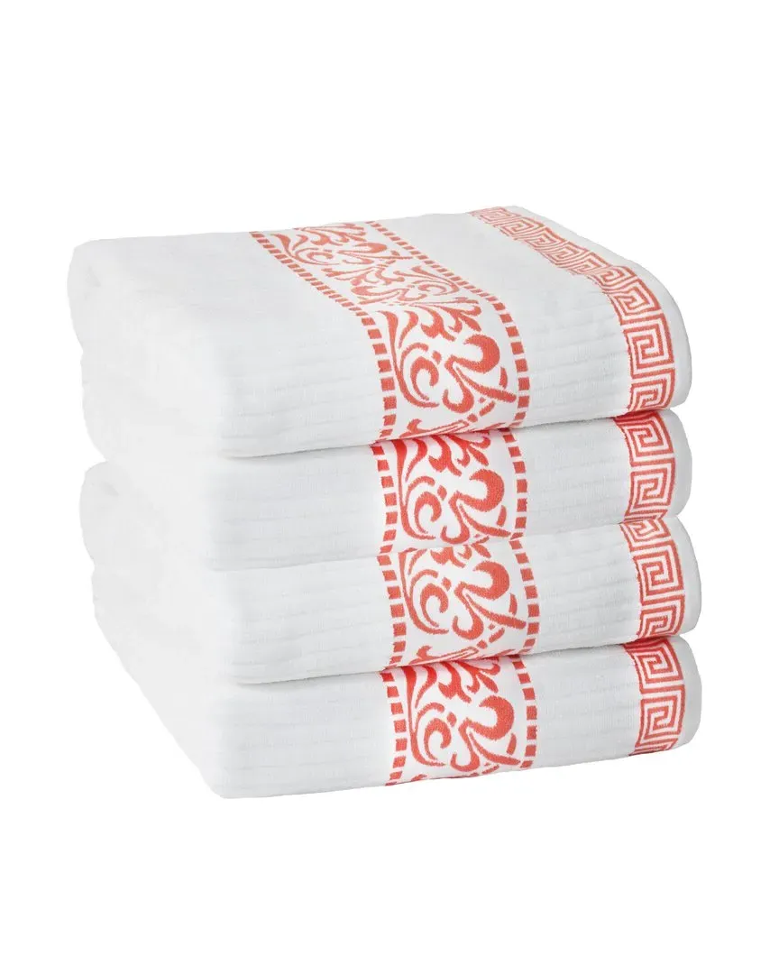 Athens 4pc Bath Towel Set - Coral, Cotton image