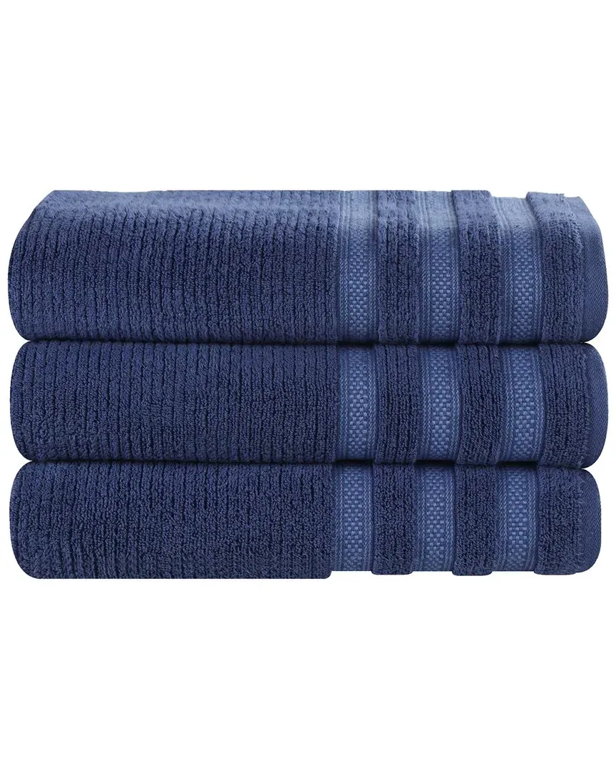 Brea Zero Twist Cotton 3-Piece Bath Towel Set - Navy Blue