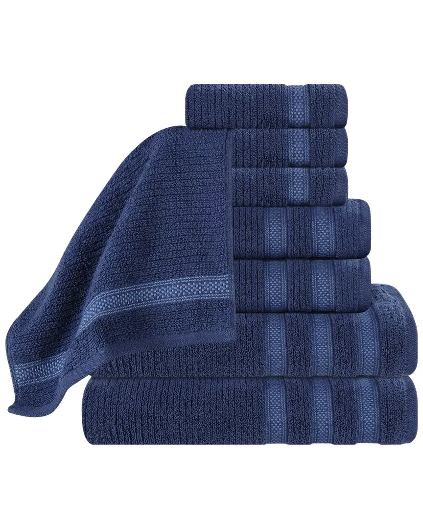 Brea Zero Twist Cotton 8-Piece Towel Set - Navy Blue