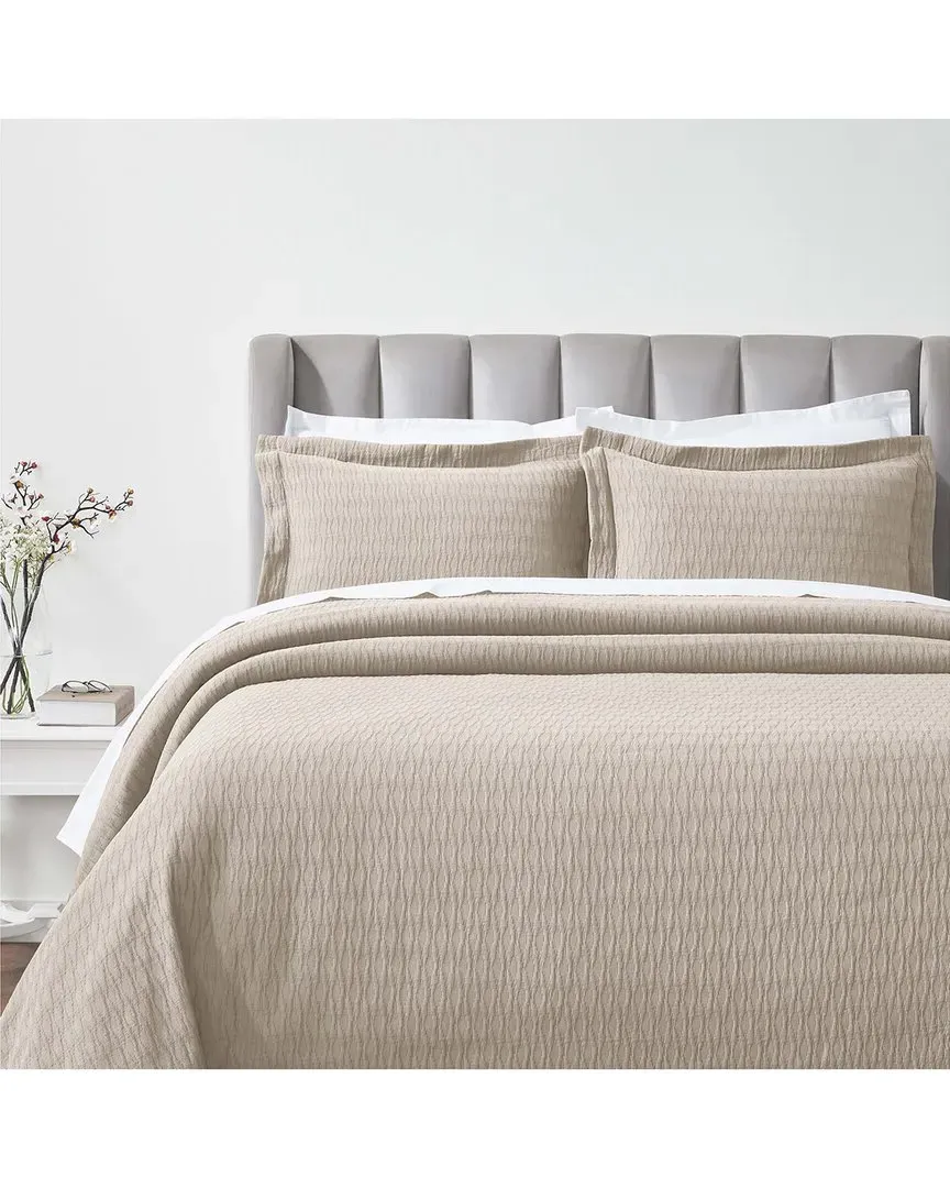 Calvert Geometric Matelasse Bedspread Set - Beige, Cotton image