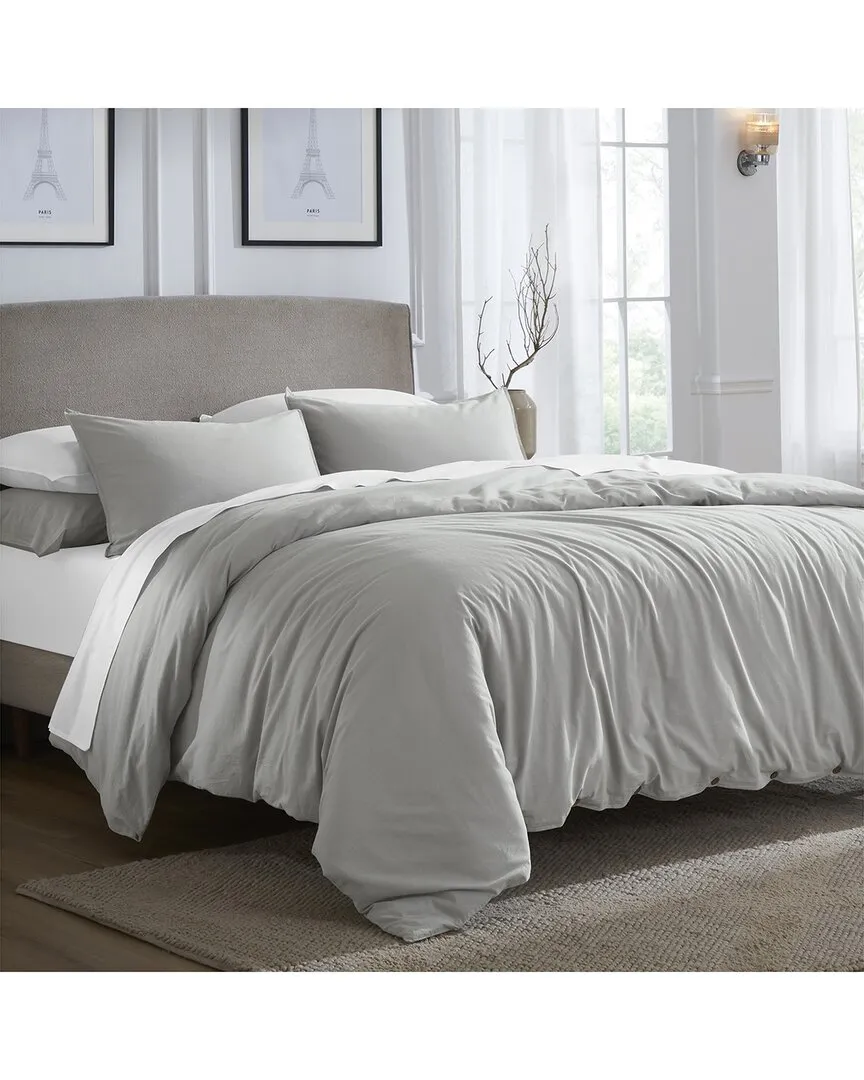 Carmen Cotton Percale Duvet Cover Set - Silver