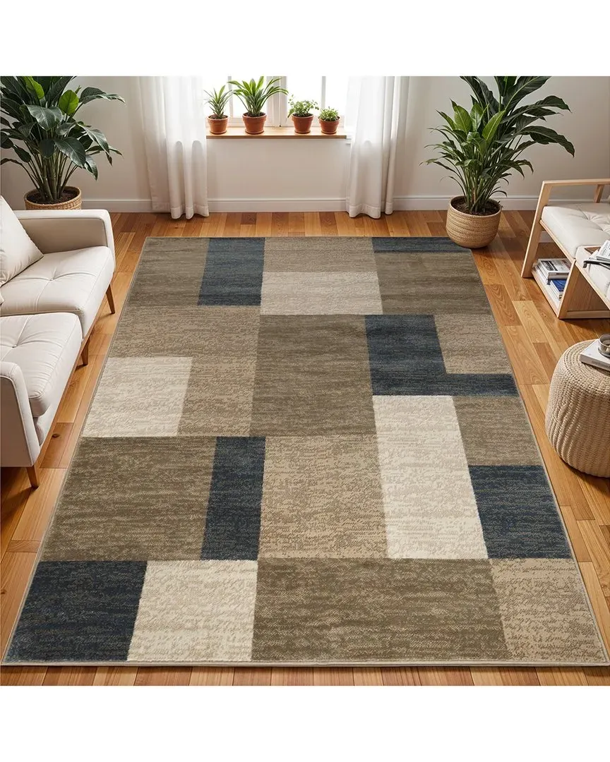 Clifton Patchwork Geometric Rug - Light Blue, Polypropylene
