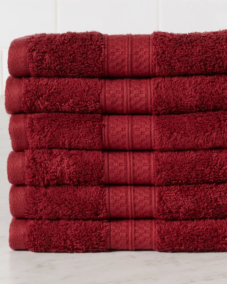 Cotton Bamboo Blend 6pc Hand Towel Set - Crimson image