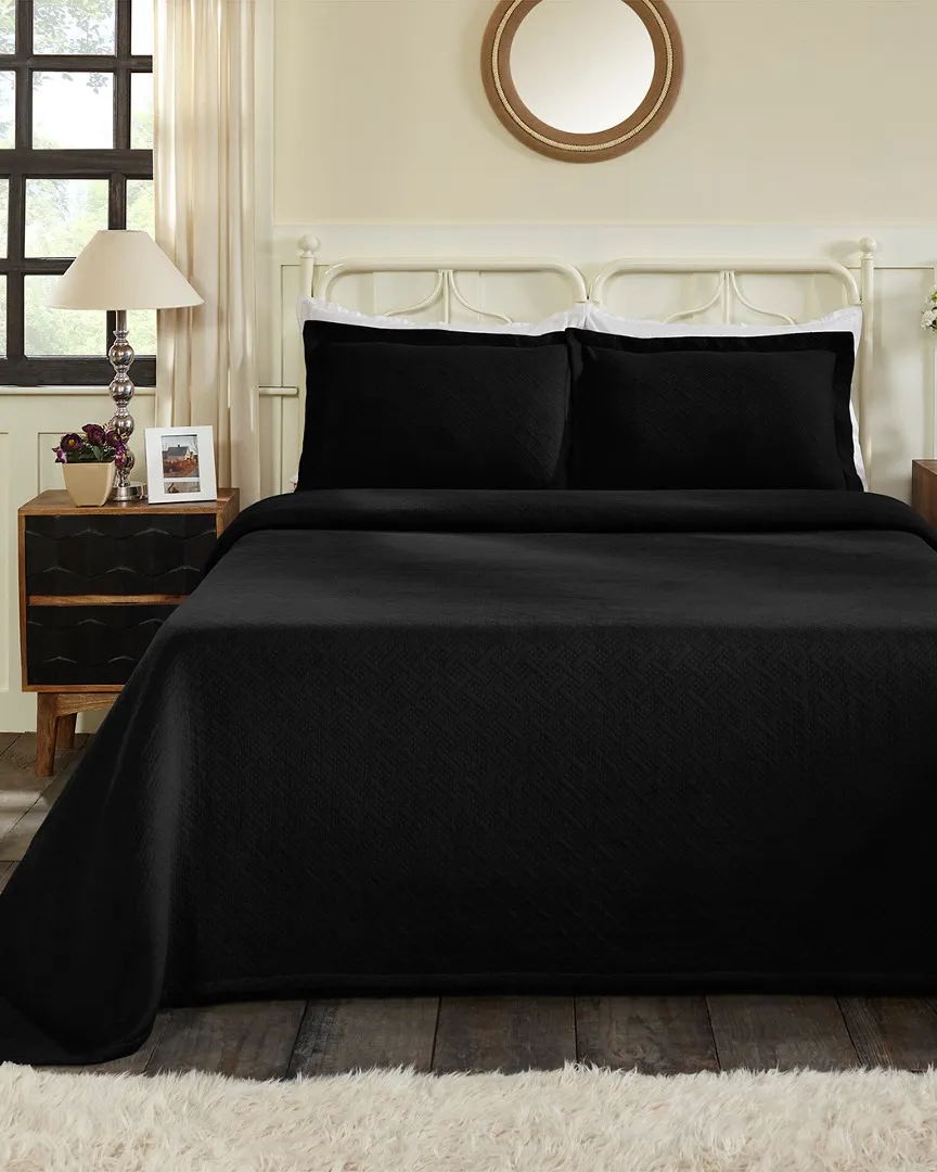 Cotton Basket Bedspread Set - Black image