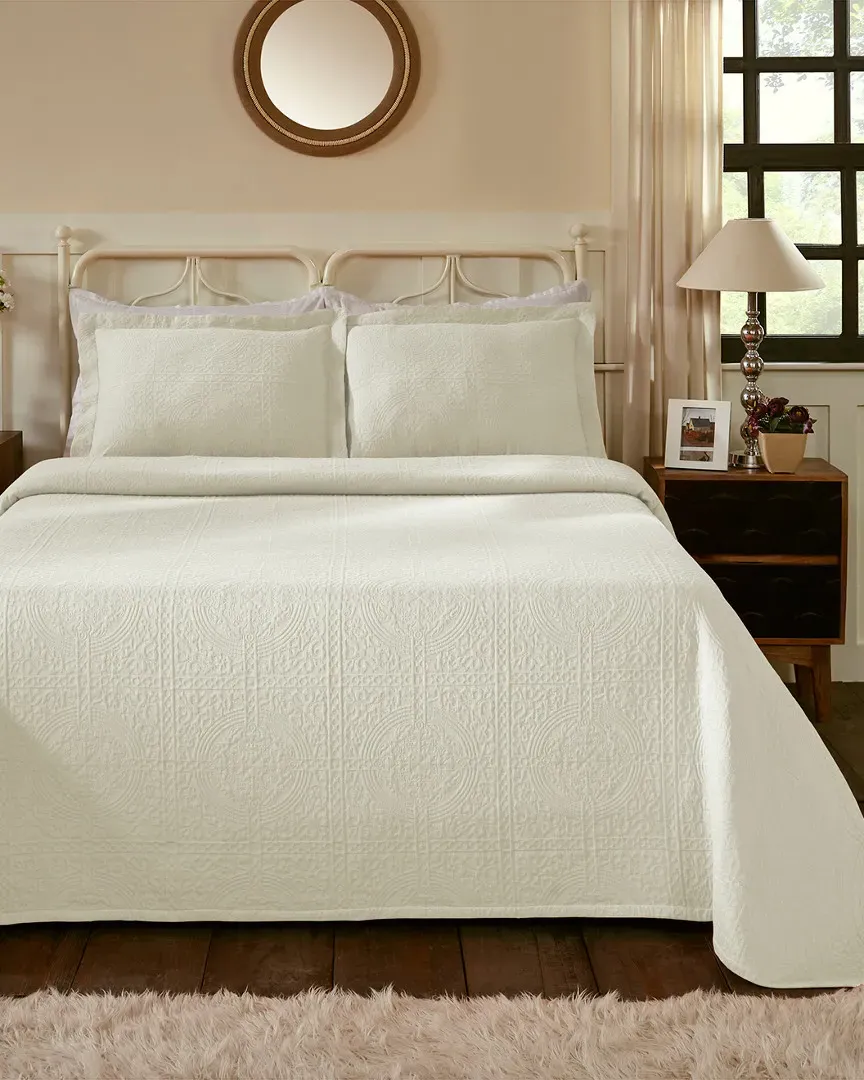 Cotton Fleur de Lis Bedspread Set - Ivory
