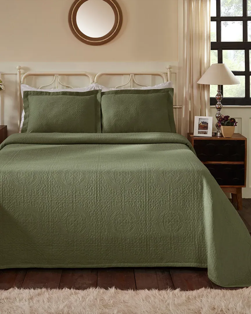 Cotton Fleur de Lis Bedspread Set - Sage image