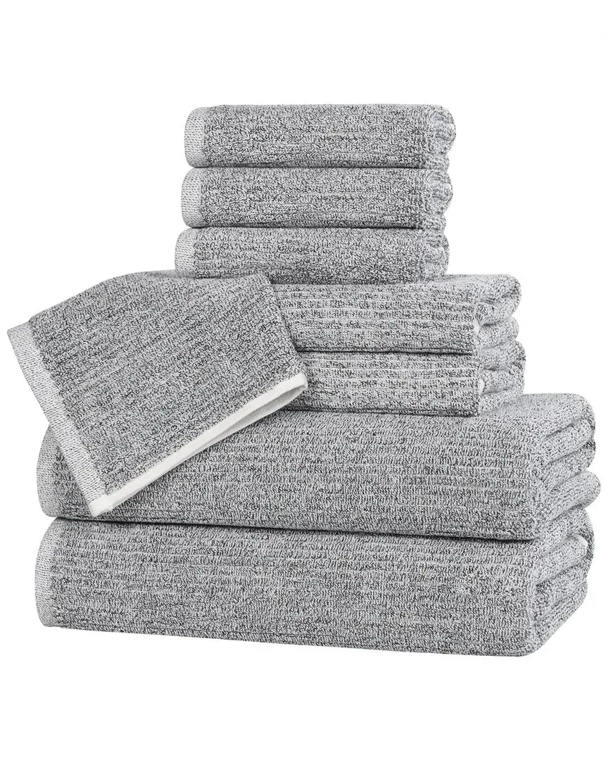 Destin 8-Piece Towel Set - Charcoal, Cotton Viscose