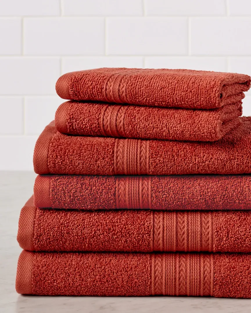 Eco-Friendly 6pc Absorbent Cotton Towel Set - Coral