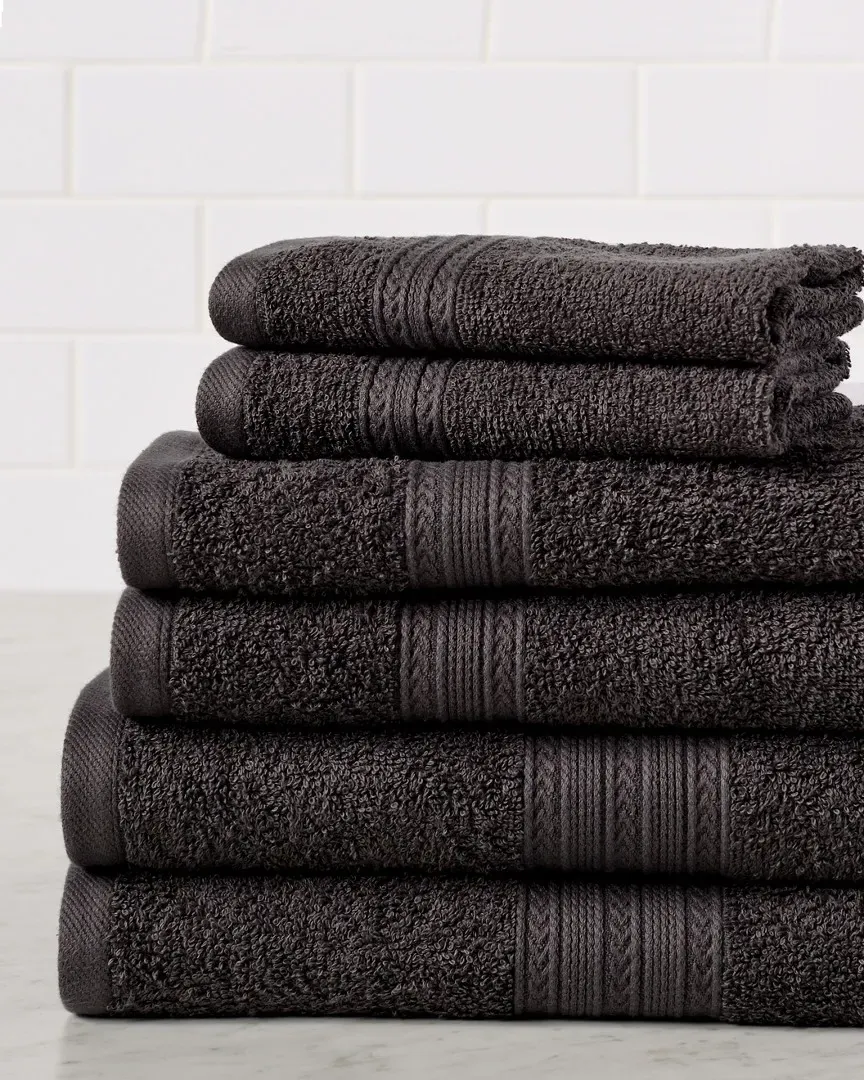 Eco-Friendly 6pc Absorbent Cotton Towel Set - Graphite