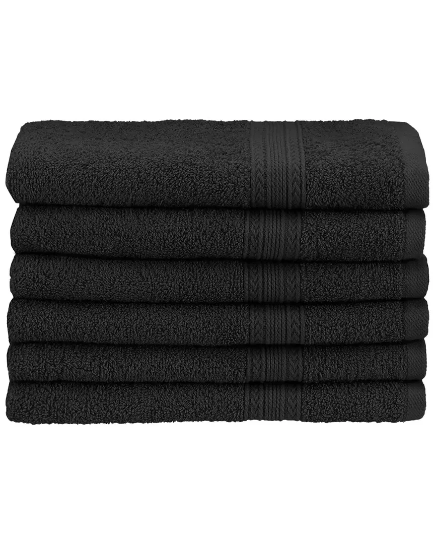 Eco-Friendly 6pc Hand Towel Set - Black, Cotton