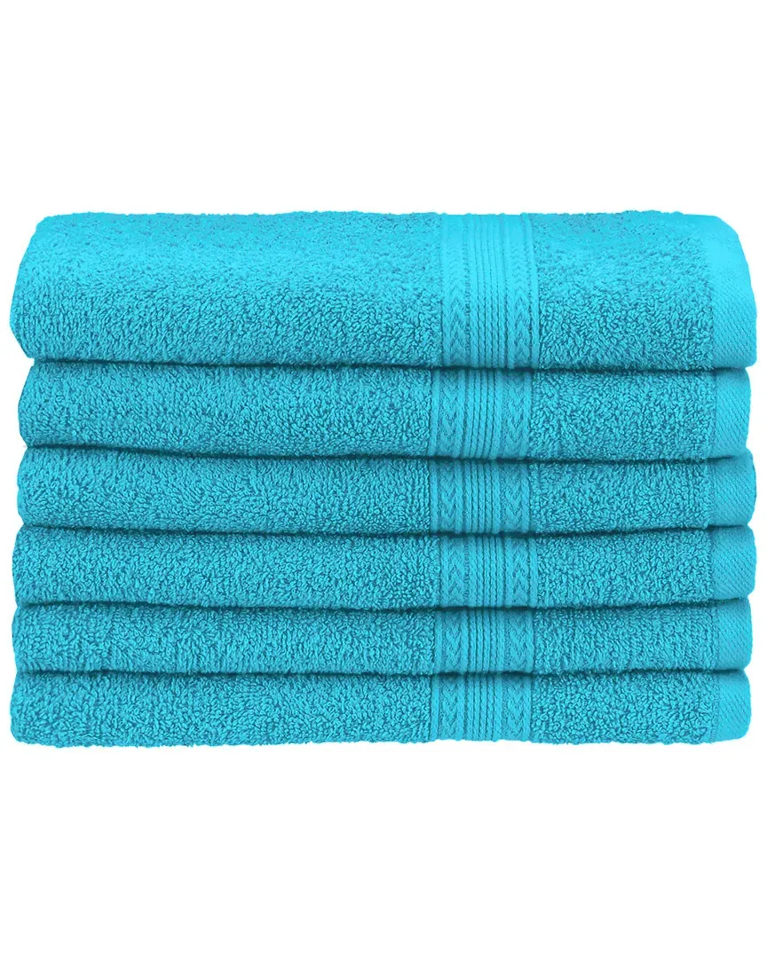 Eco-Friendly 6pc Hand Towel Set - Turquoise, Cotton