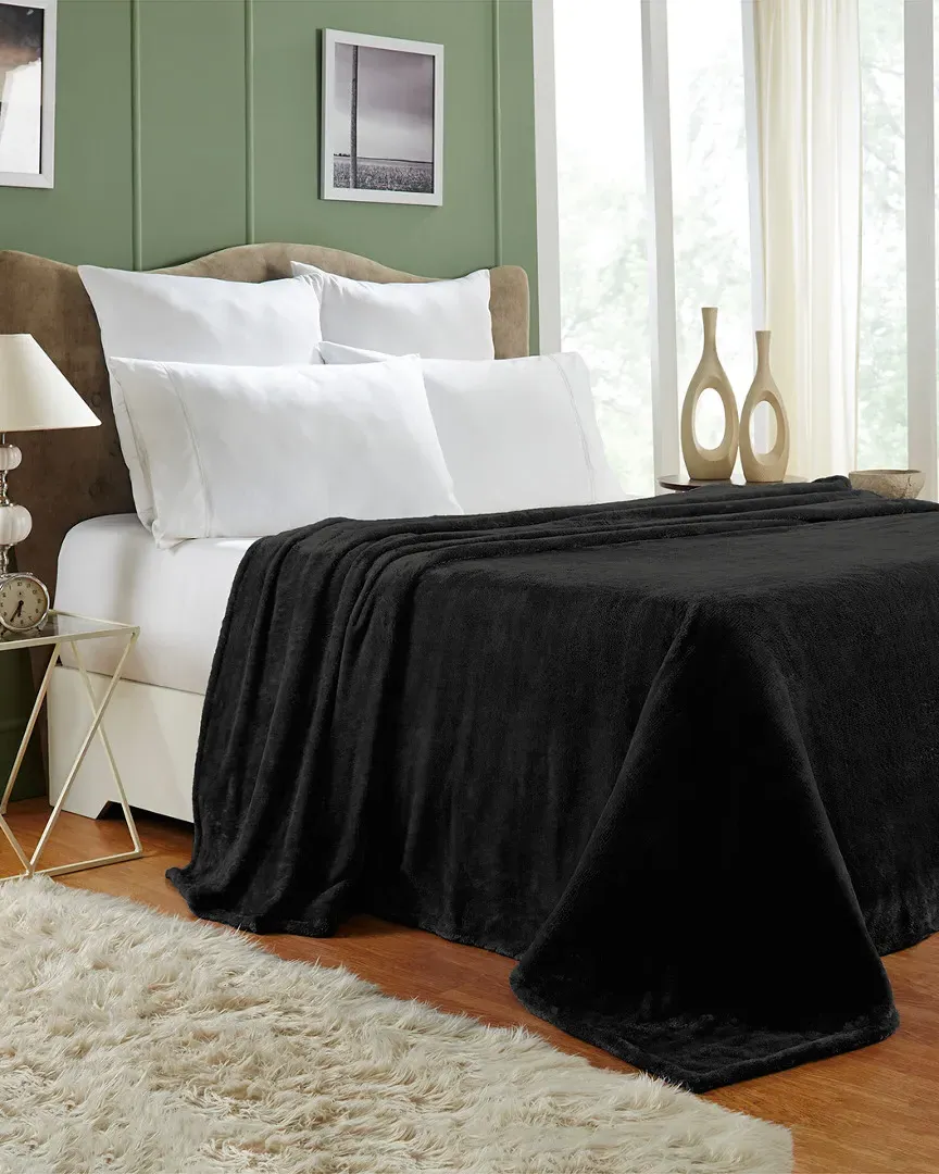 Fleece Microfiber Throw - Black, Polyester