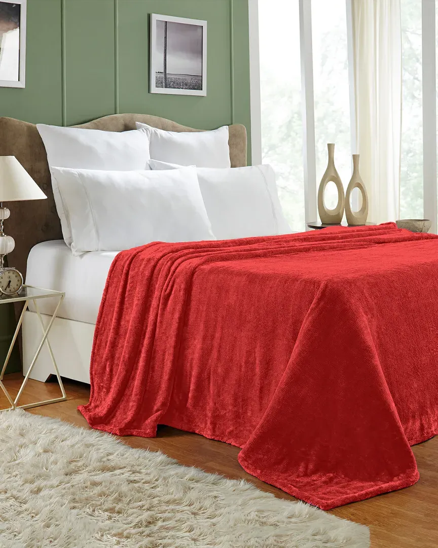 Fleece Microfiber Throw - Red, Polyester