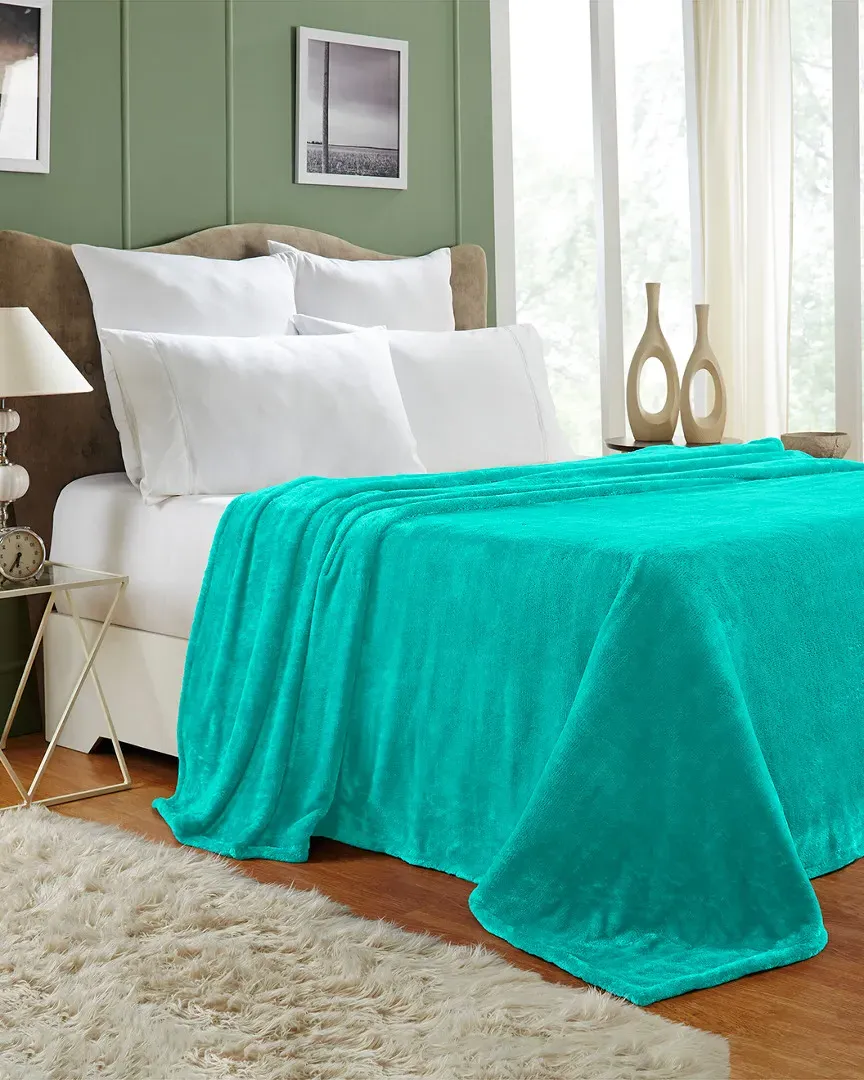 Fleece Microfiber Throw - Turquoise, Polyester image