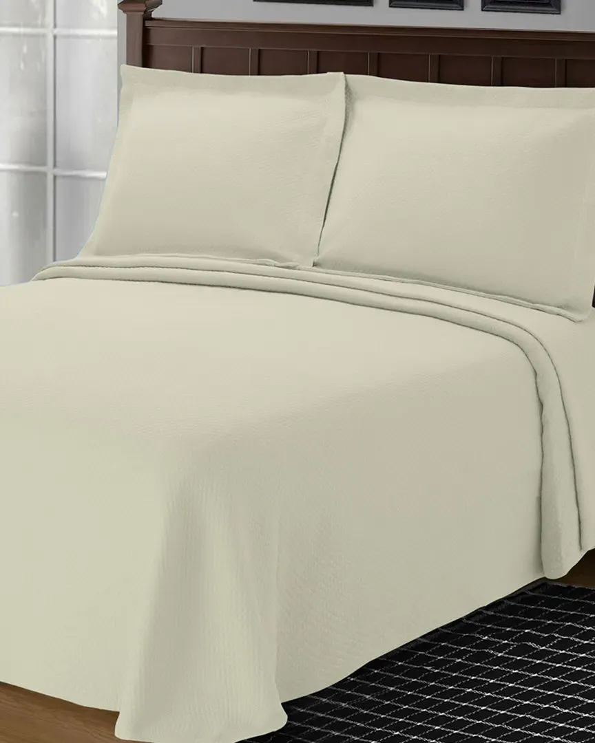 Jacquard Matelasse Diamond Solitaire 3pc Bedspread Set - Ivory, Cotton image