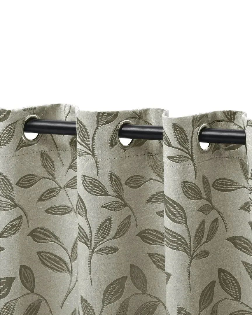 Leaves Bohemian Blackout Curtain Panel Set - Green image
