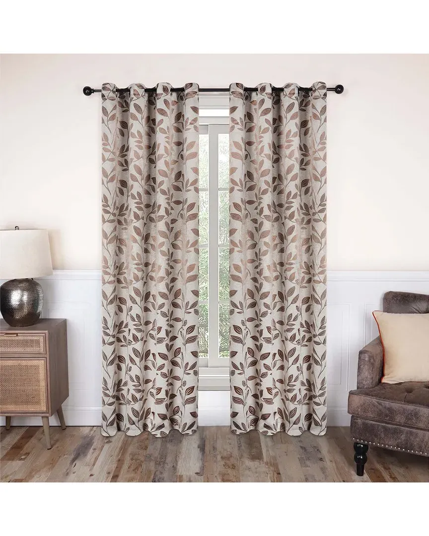 Leaves Bohemian Blackout Curtain Panel Set - White
