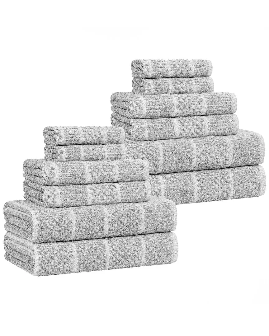 Naples 12-Piece Checkered Towel Set - Charcoal, Cotton Blend