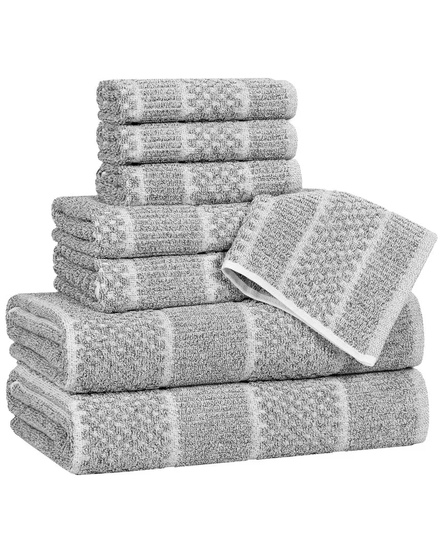 Naples 8-Piece Checkered Towel Set - Charcoal, Cotton Blend