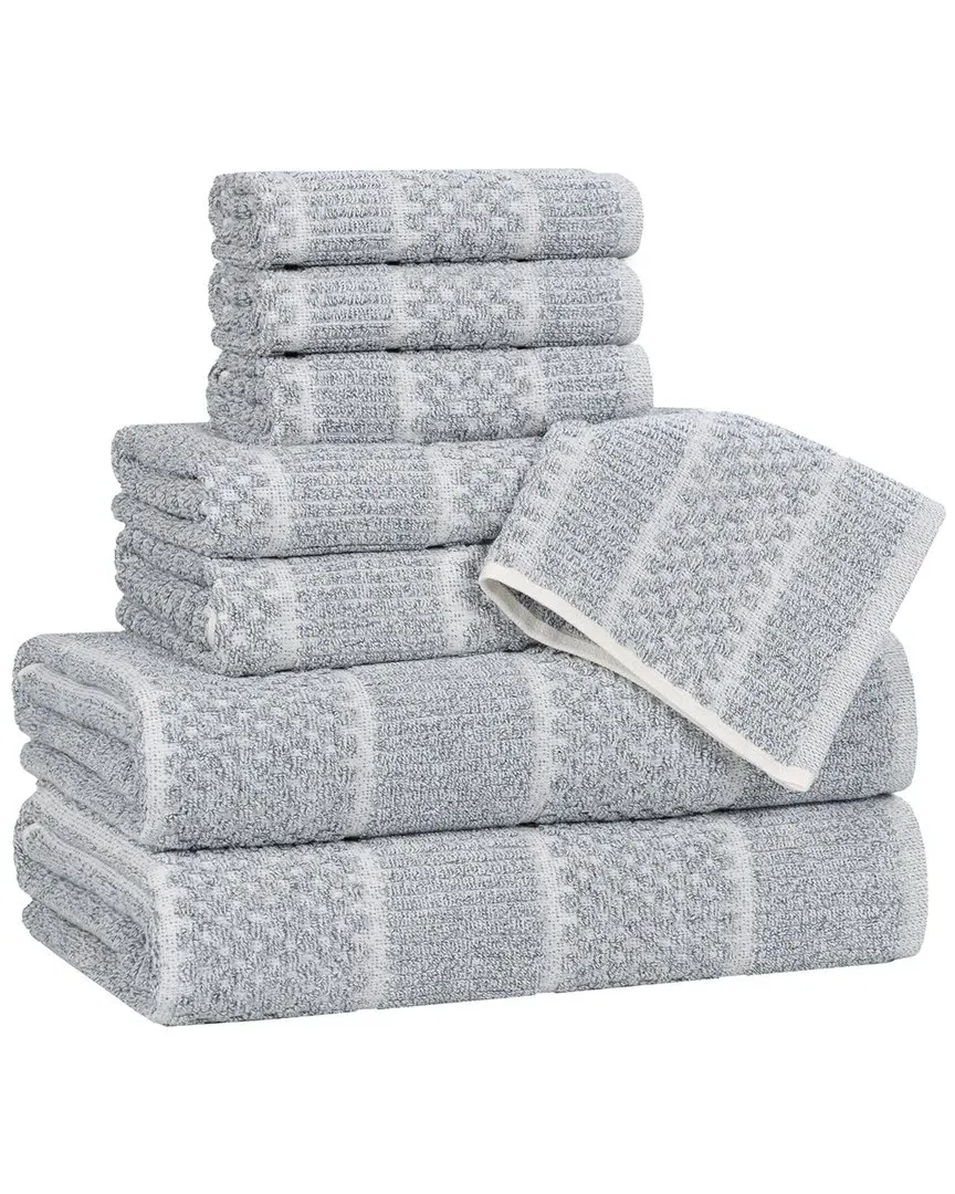 Naples 8-Piece Checkered Towel Set - Denim Blue, Cotton Blend