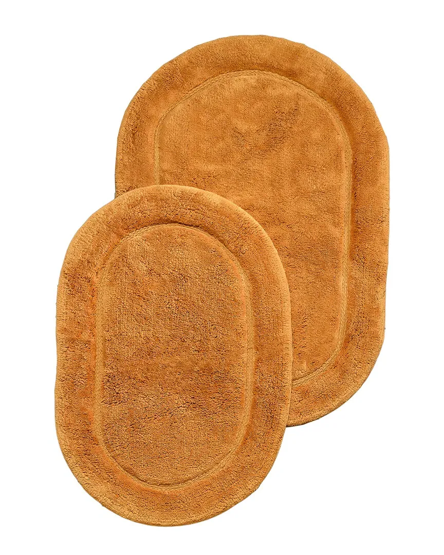 Non-Slip Oval 2pc Bath Rug Set - Rust, Cotton